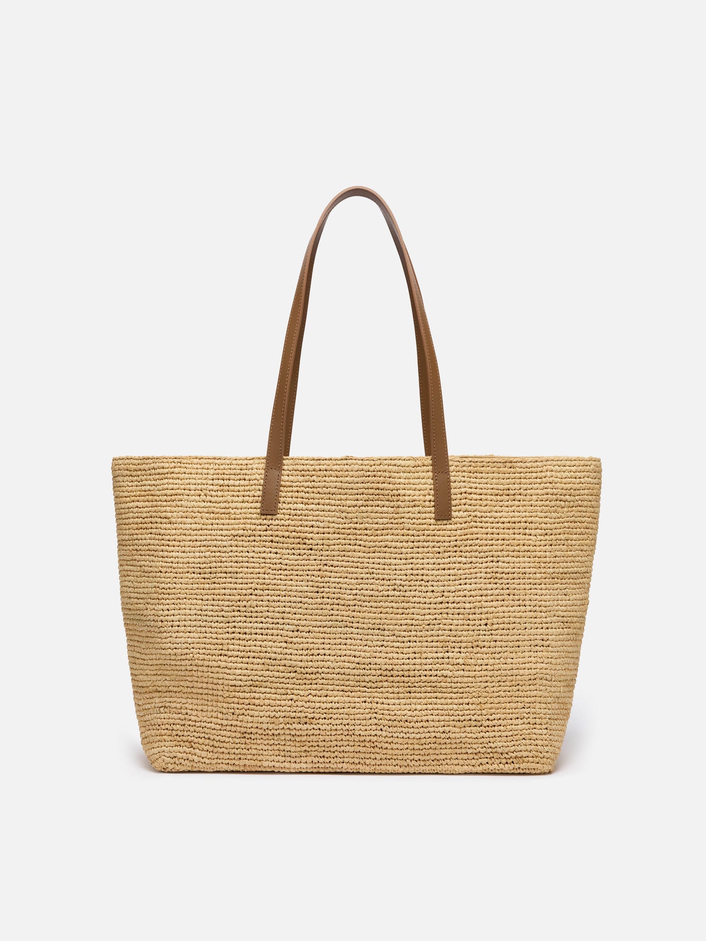 Raffia City bag with leather handles