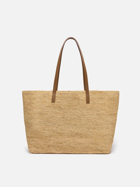 Raffia City bag with leather handles