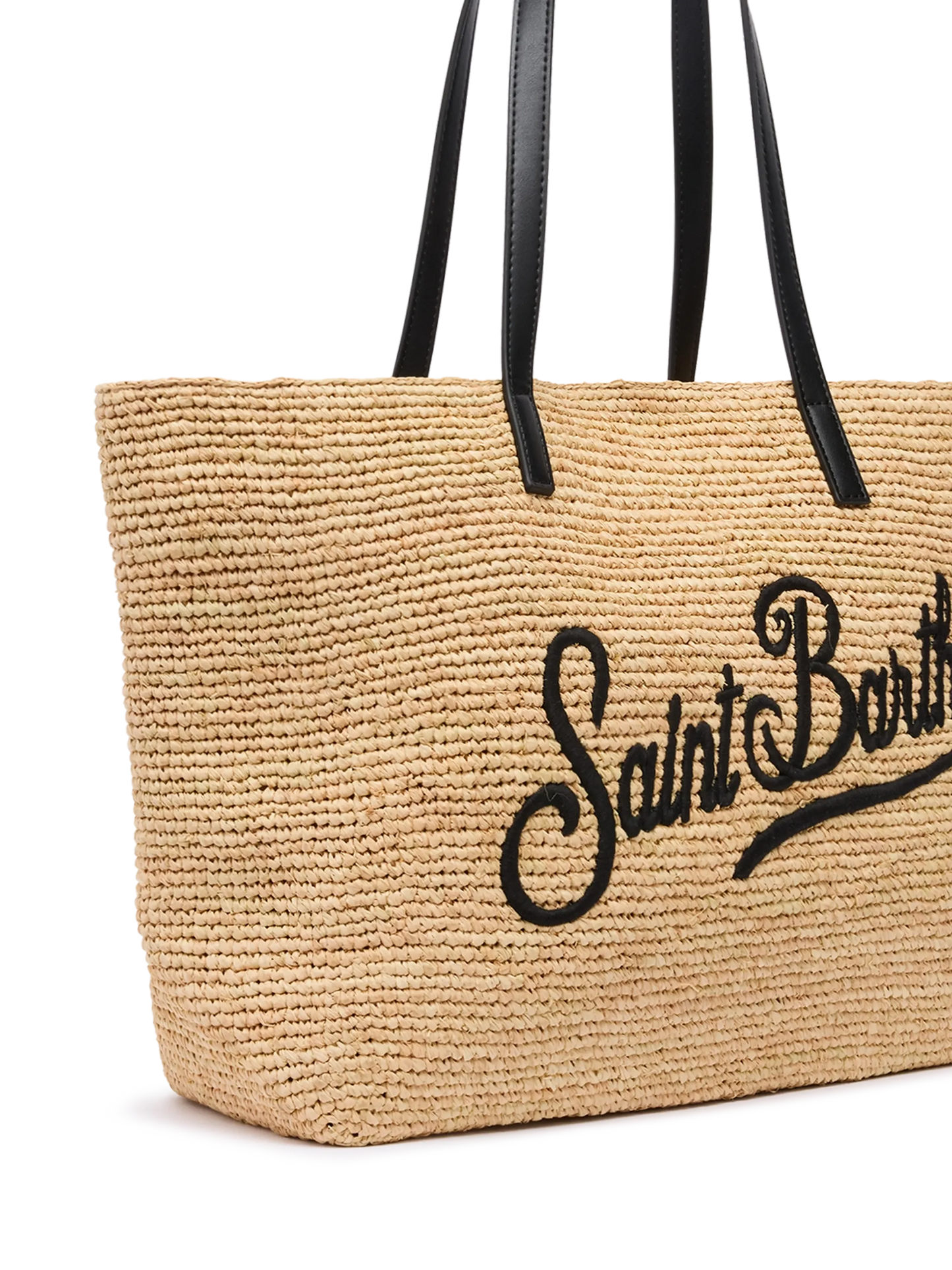 Beige Raffia City bag with Saint Barth embroidered logo - MC2 Saint Barth