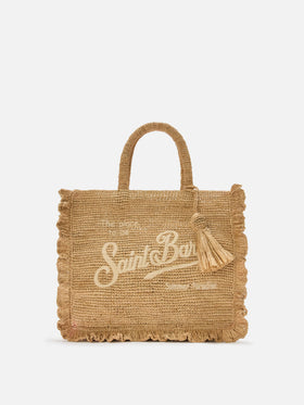 Volant medium raffia bag with embroidered logo