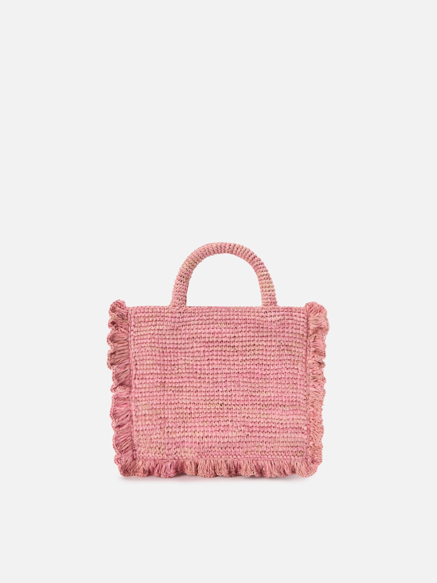 Pink Volant Mini raffia bag with embroidered logo