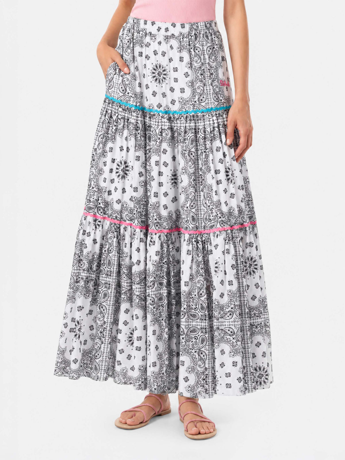 Falda larga de algodón Rambla con estampado bandana 