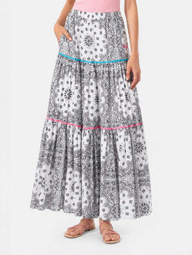 Falda larga de algodón Rambla con estampado bandana 
