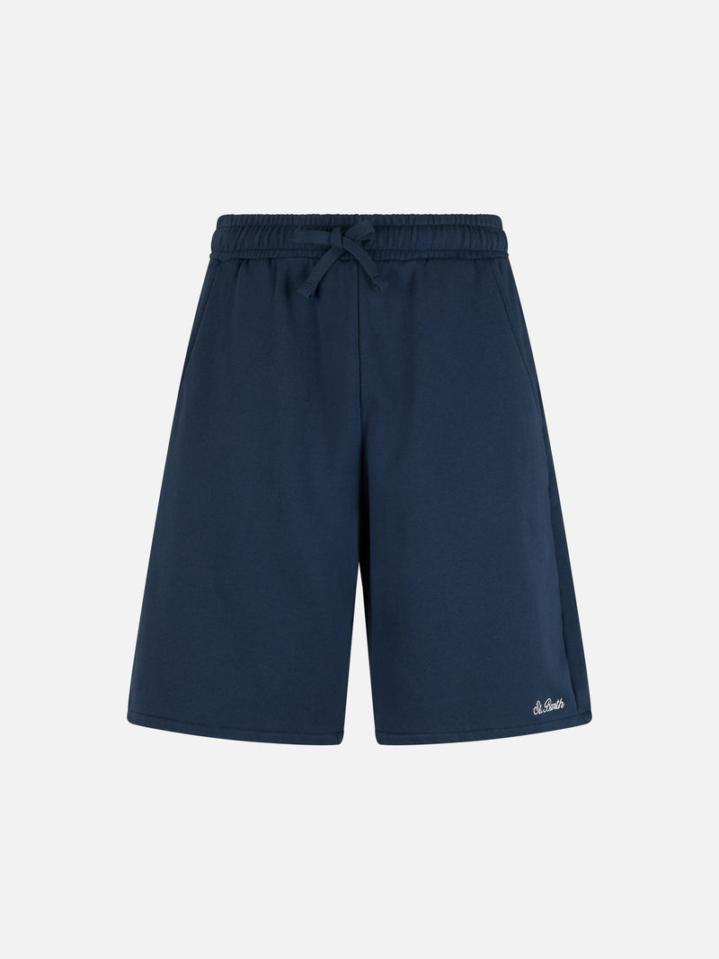 Bermuda da uomo Randle in felpa di cotone blu navy