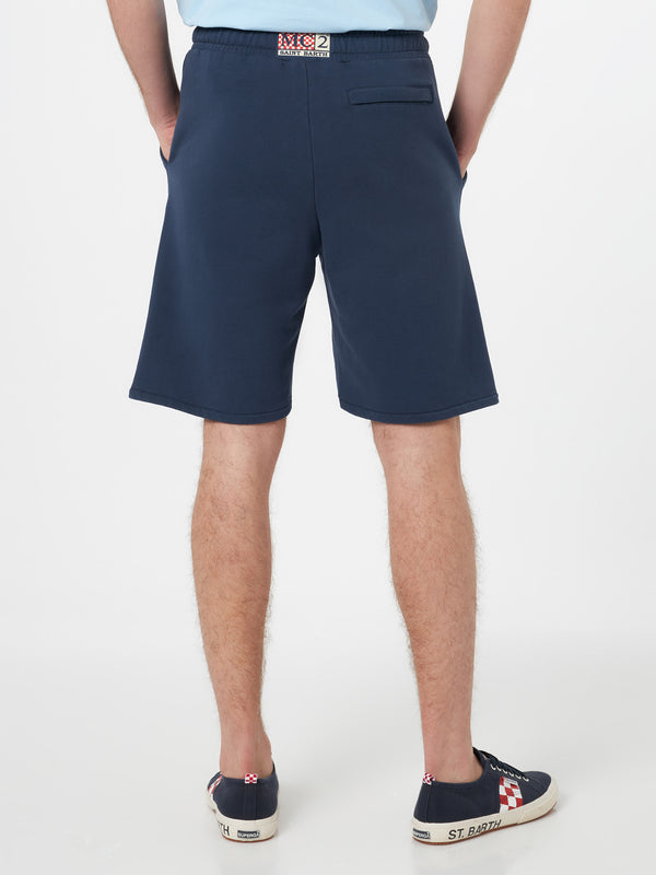 Marineblaue Herren-Bermudashorts aus Baumwollfleece Randle