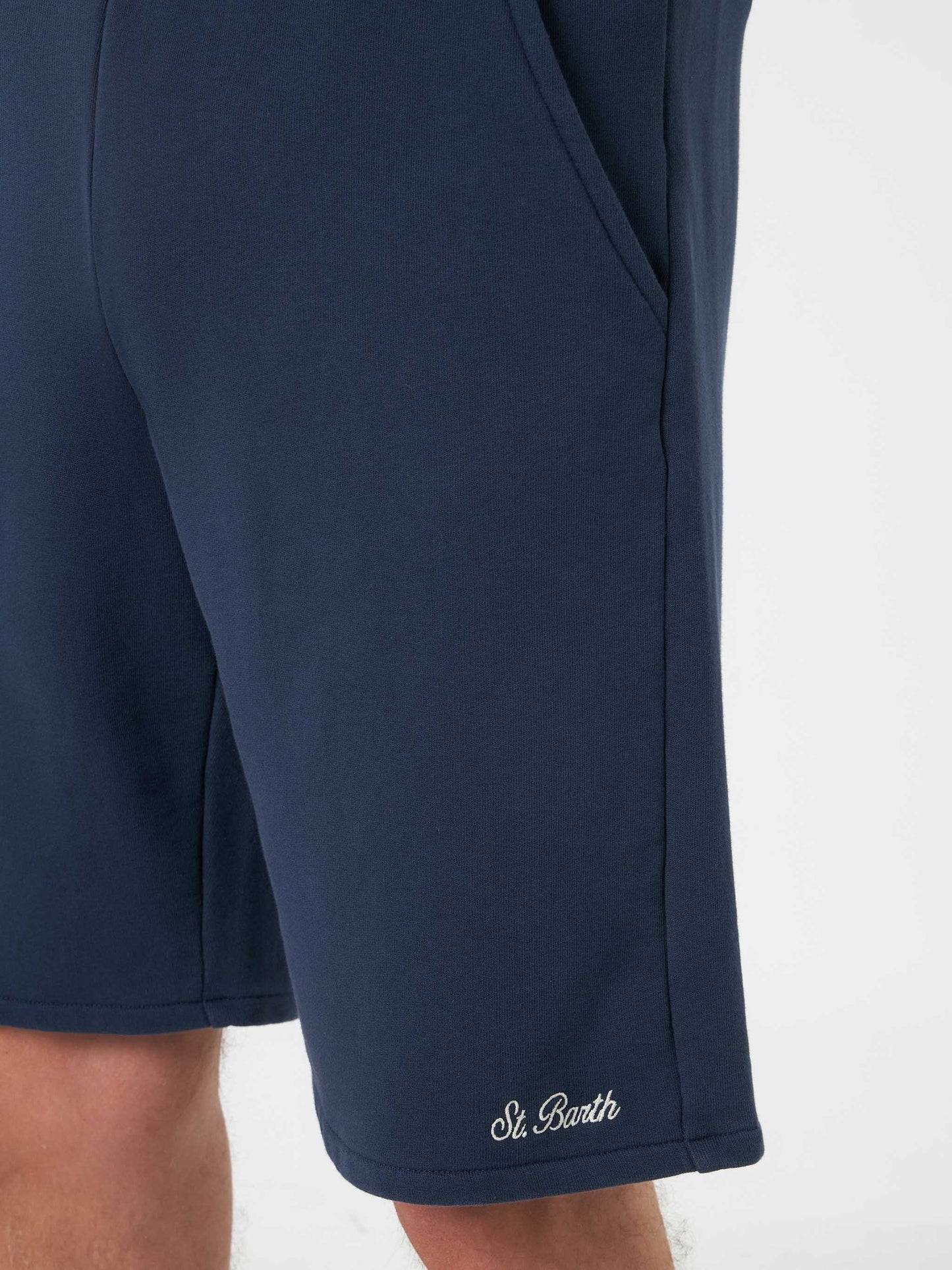 Bermuda Randle in felpa di cotone blu navy