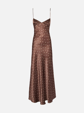 Ravel pure silk slim dress with polka dots print