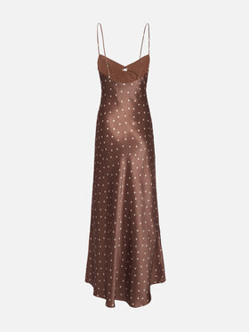 Ravel pure silk slim dress with polka dots print