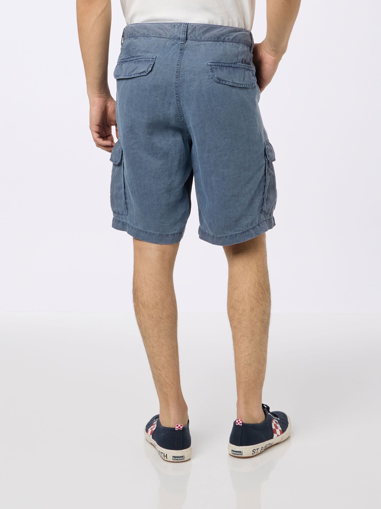 Man navy blue linen bermuda shorts Rodi