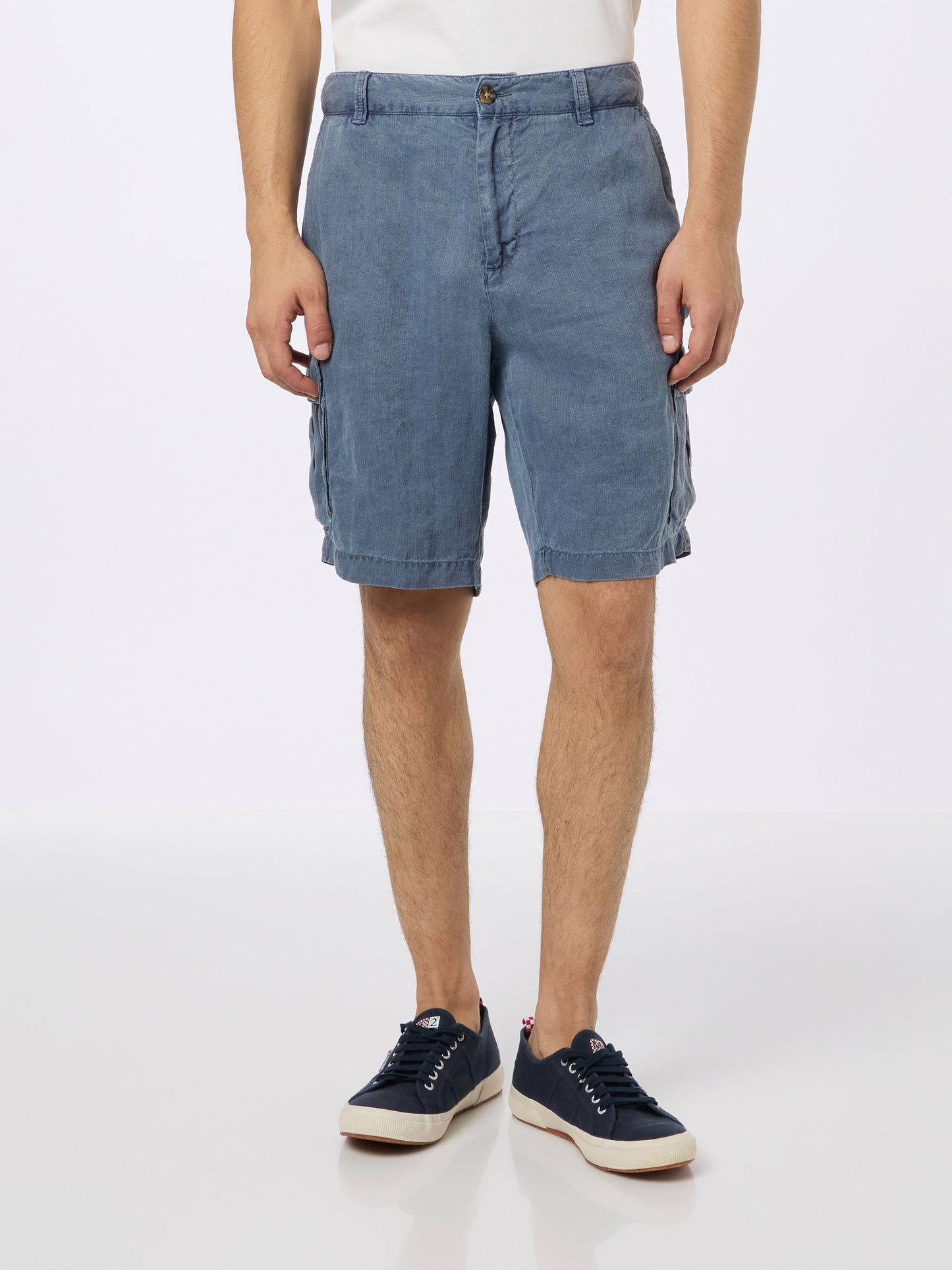 Man navy blue linen bermuda shorts Rodi