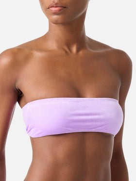 Top bikini Rebby fascia in tessuto effetto velluto