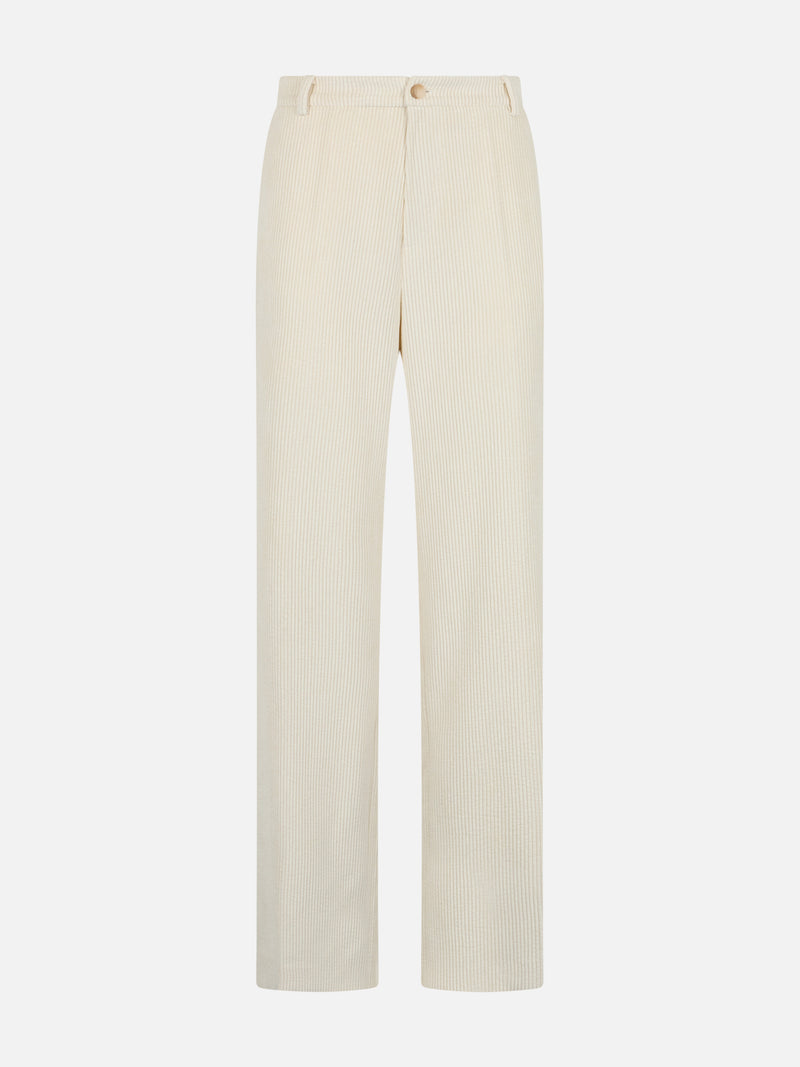 Woman beige corduroy-like pants Rebella