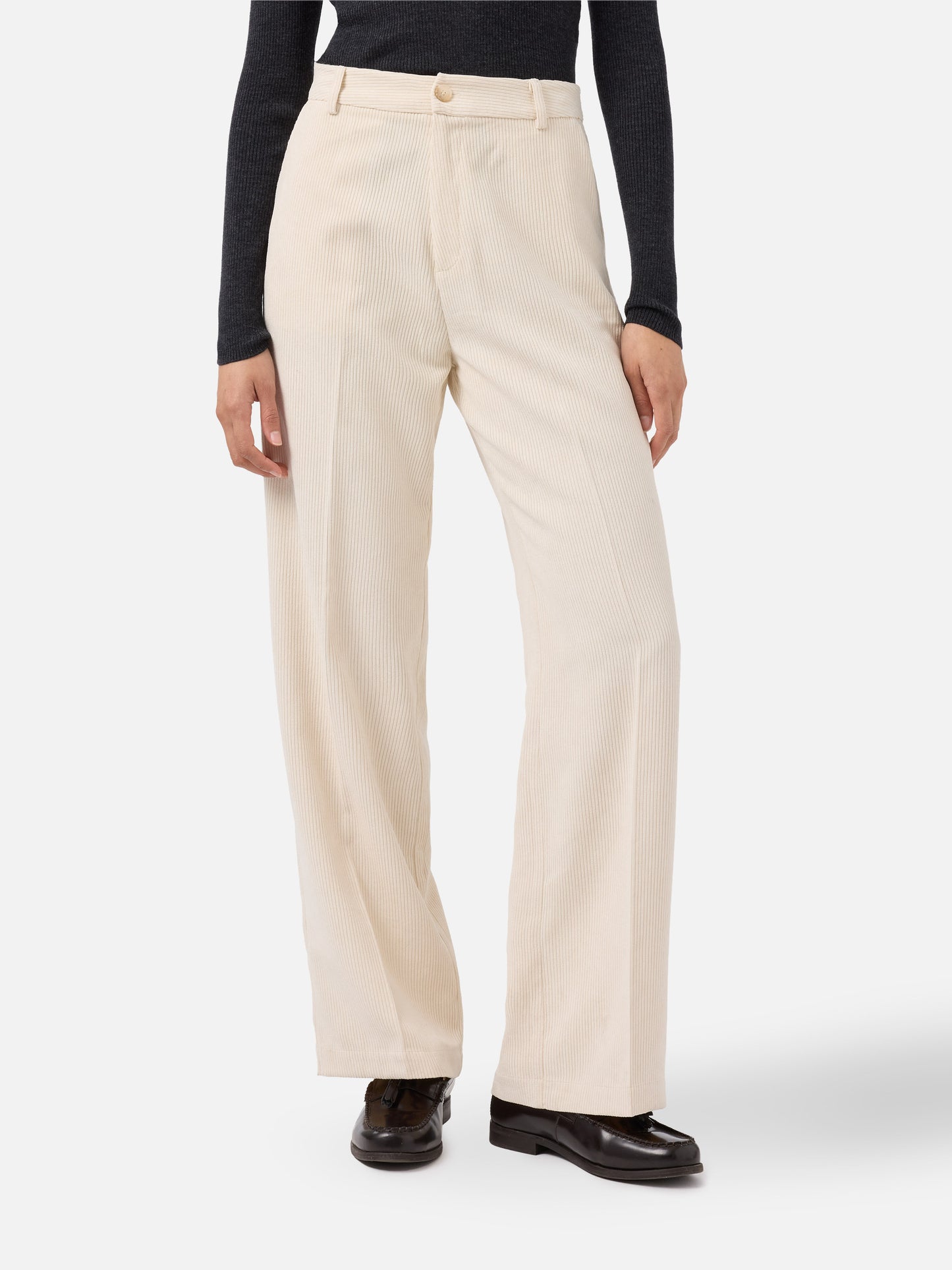 Rebella wide-leg trousers in corduroy cream white