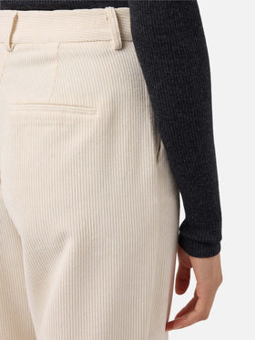 Rebella wide-leg trousers in corduroy cream white