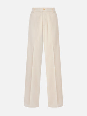 Rebella wide-leg trousers in corduroy cream white