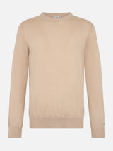 Maglione da uomo Regent beige in lana merino