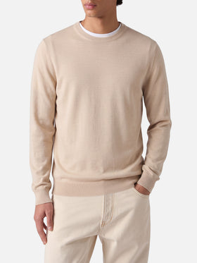 Beige sweater Regent in 100% MERINO WOOL