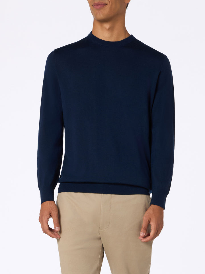 Man blue navy merino wool sweater Regent - MC2 Saint Barth
