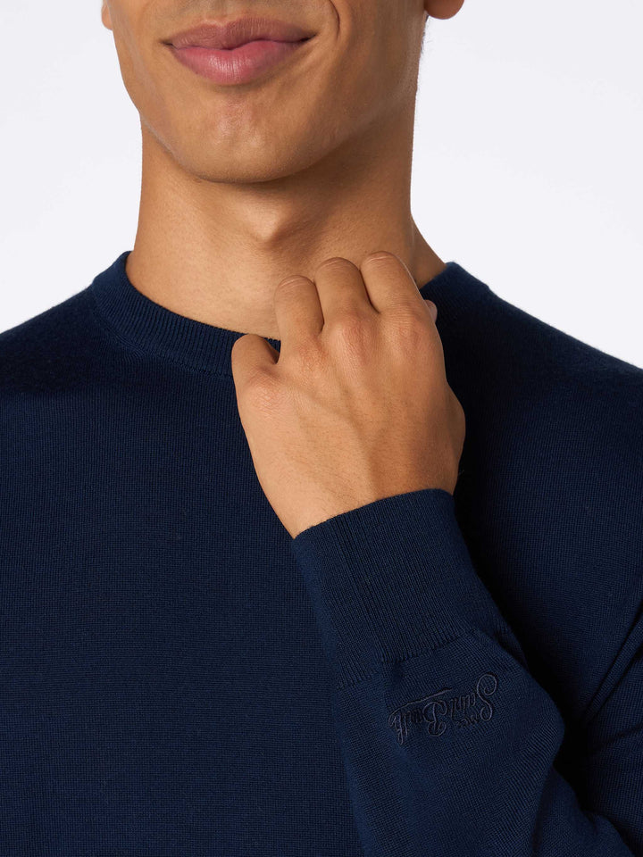 Man blue navy merino wool sweater Regent - MC2 Saint Barth
