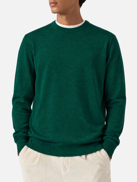 Maglione Regent Light verde scuro in lana merino