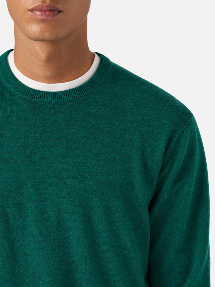 Crewneck-Pullover Regent in British Green MERINO WOOL 