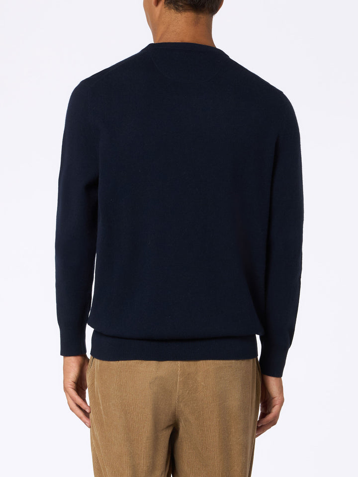 Man navy blue cashmere blend crewneck sweater Regent - MC2 Saint Barth
