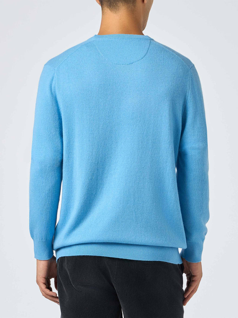 Maglione girocollo in misto cashmere blu polvere da uomo Regent