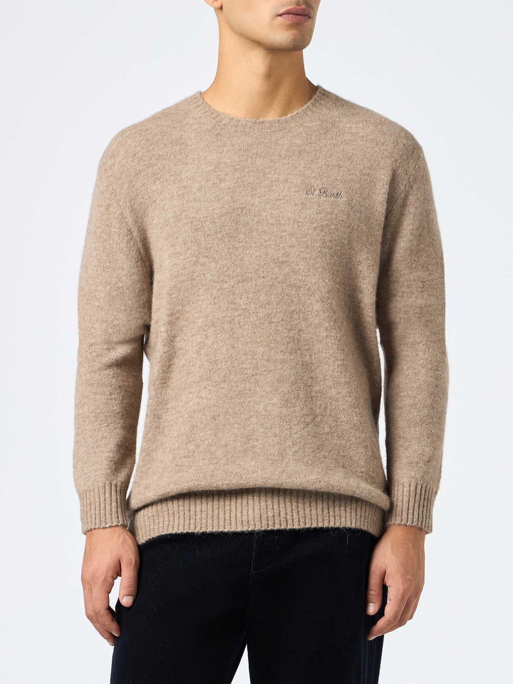 Man crewneck kaki stretch alpaca sweater Regent - MC2 Saint Barth