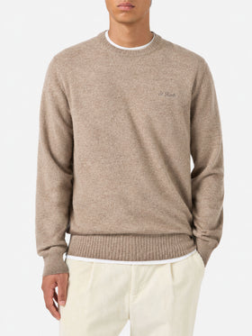 Rundhalspullover Regent in Kaki STRETCH ALPACA 