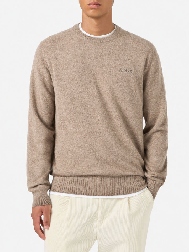 Rundhalspullover Regent in Kaki STRETCH ALPACA 