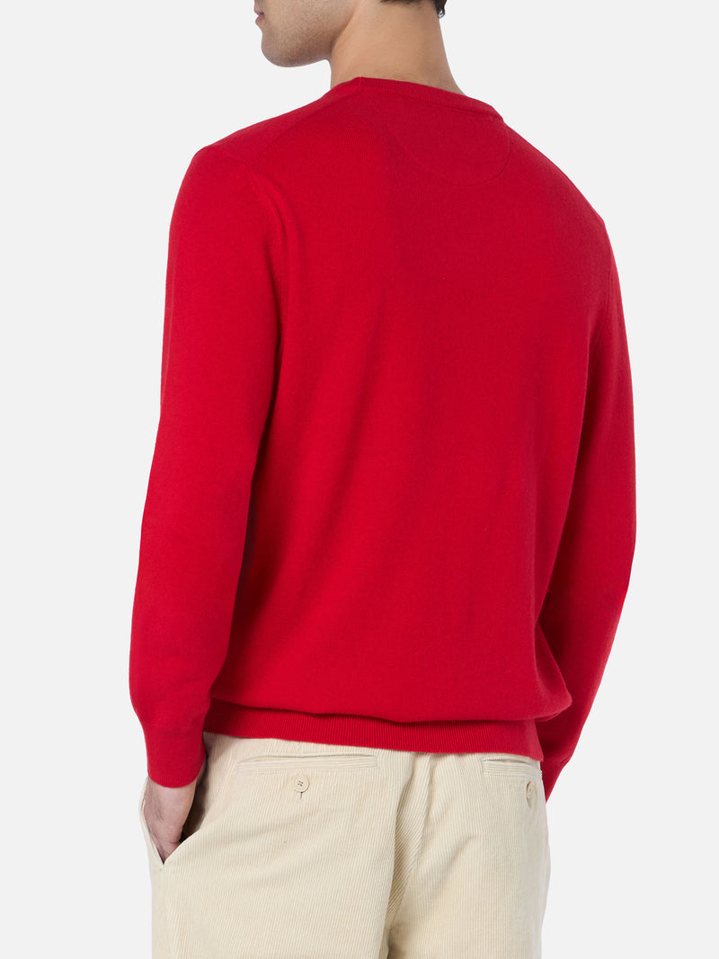 Man red blended cashmere crewneck sweater Regent