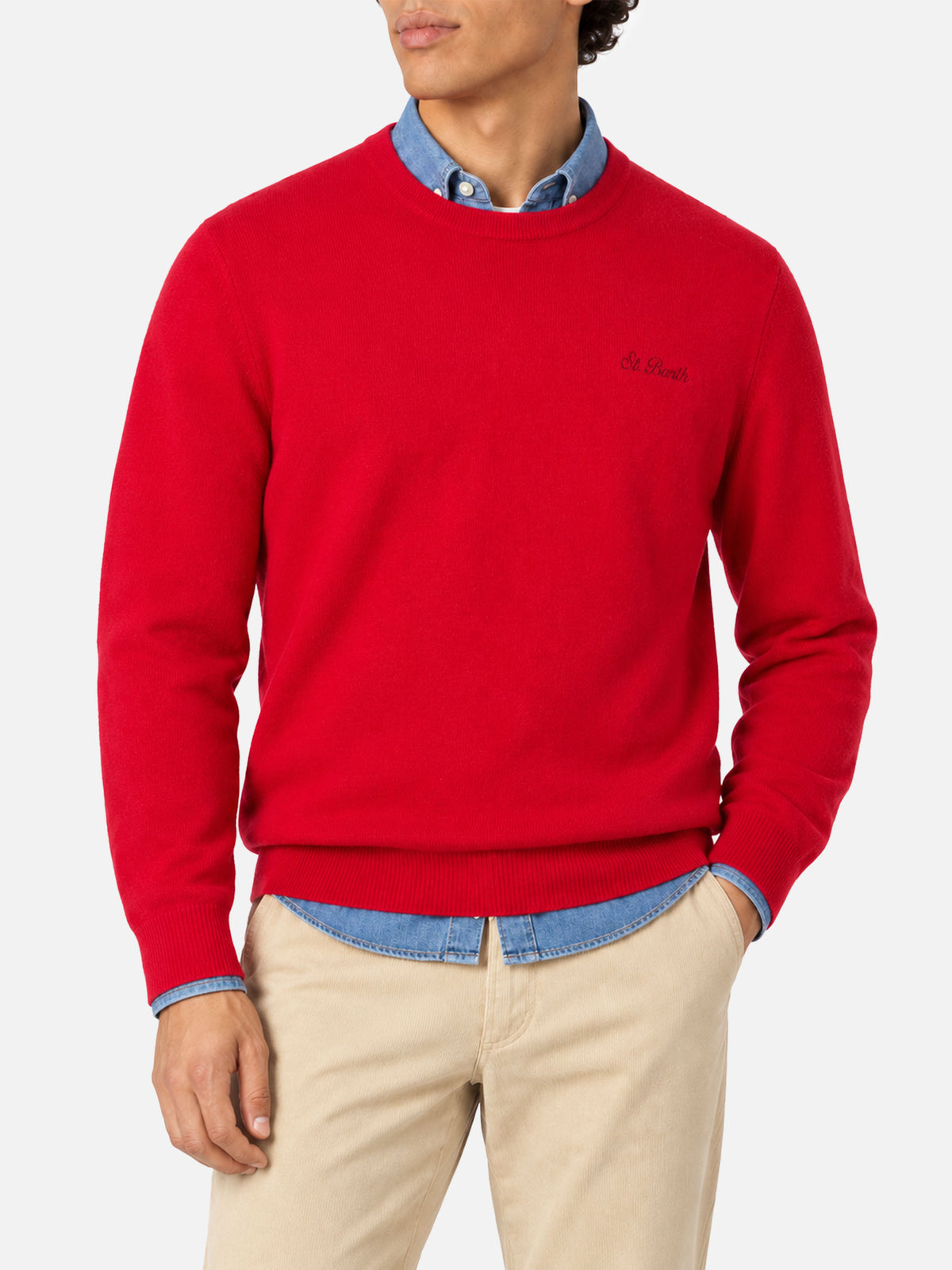 Suéter de cuello redondo Regent en rojo BLENDED CASHMERE 
