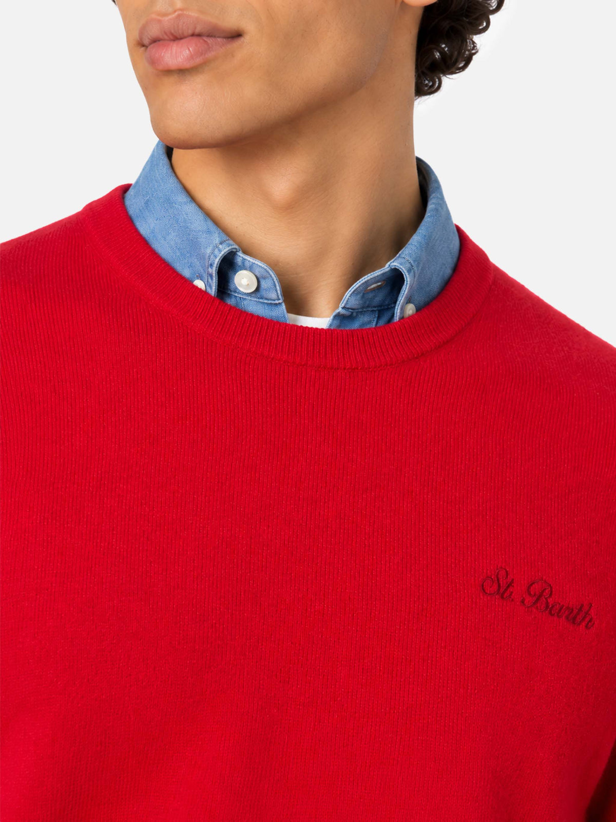 Suéter de cuello redondo Regent en rojo BLENDED CASHMERE 