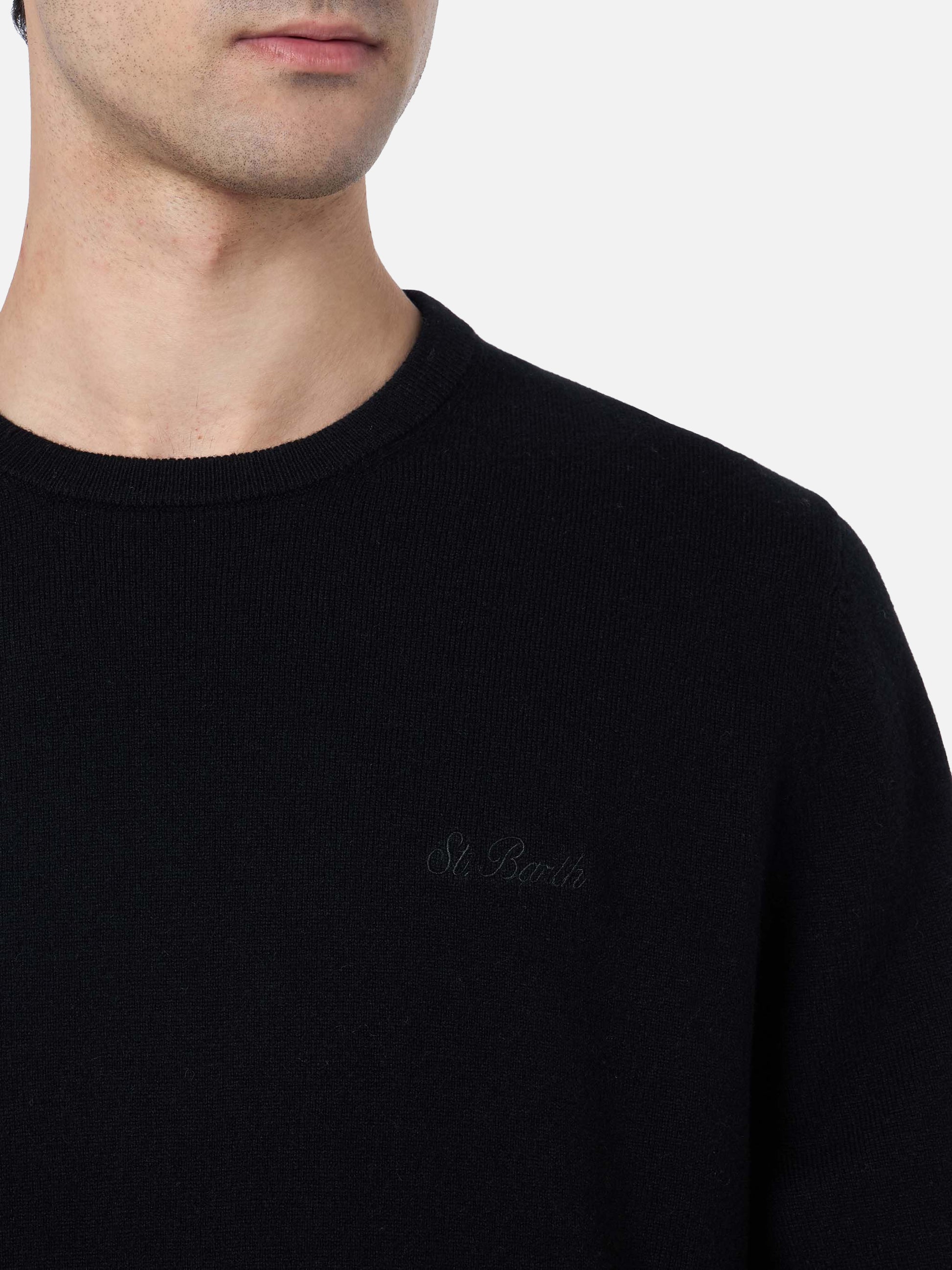 Man black cashmere blend crewneck sweater Regent - MC2 Saint Barth