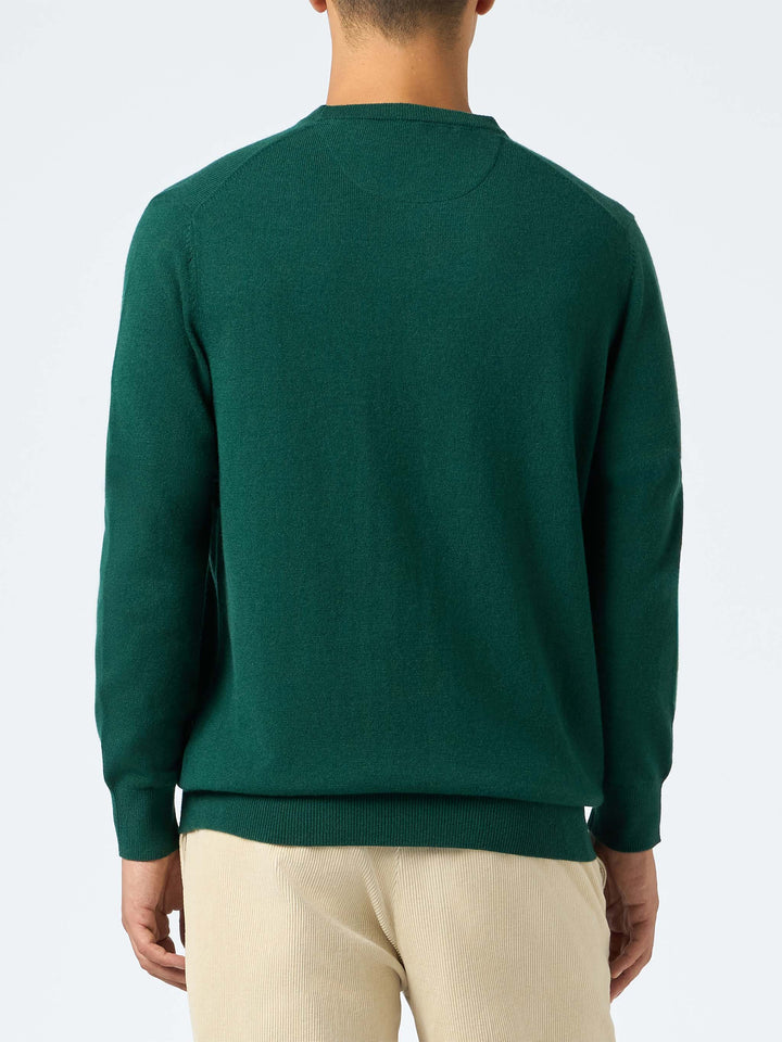 Man British green blended cashmere crewneck sweater Regent - MC2 Saint Barth