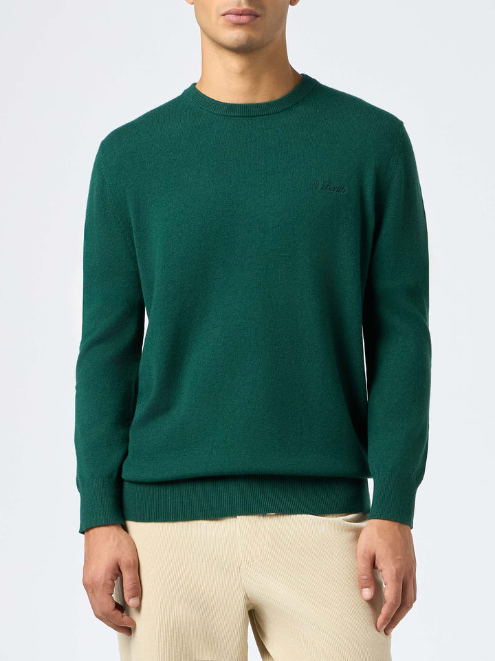 Man British green blended cashmere crewneck sweater Regent - MC2 Saint Barth