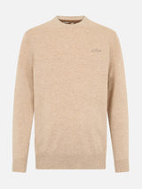 Maglione girocollo in misto cashmere beige da uomo Regent