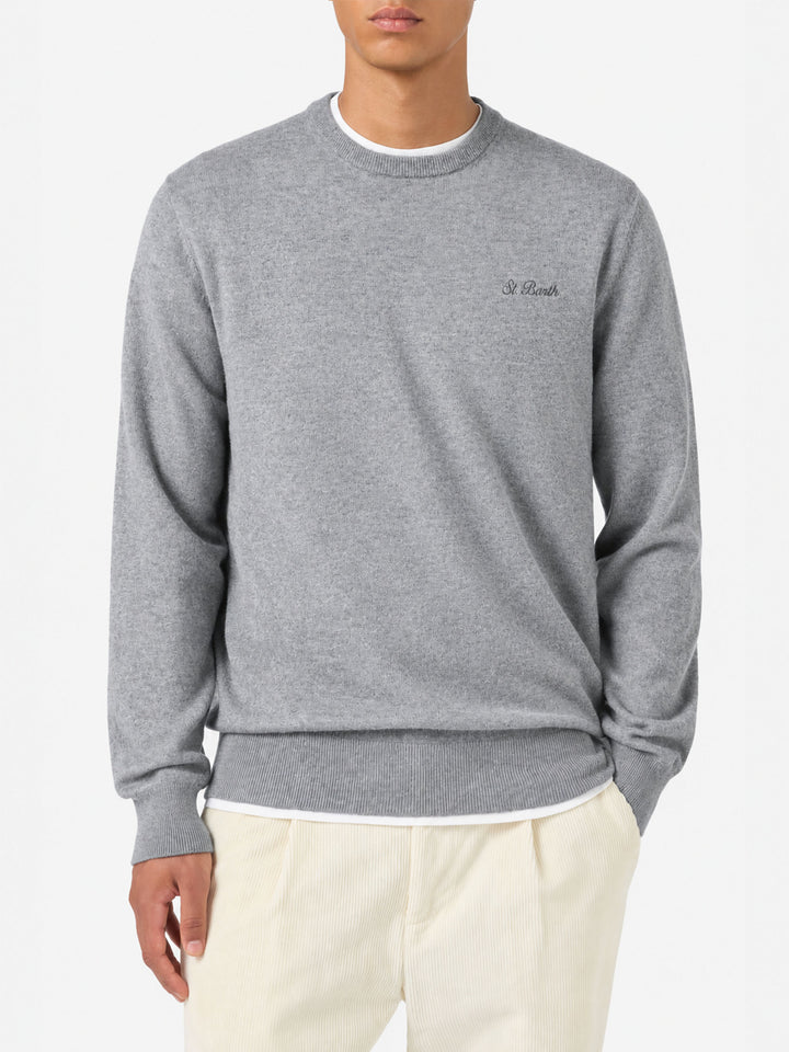 Maglione Regent grigio melange con profilo tartan