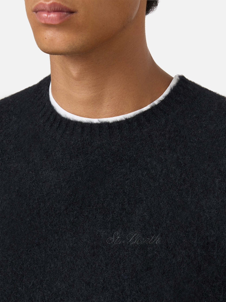 Maglione girocollo Regent in ALPACA STRETCH nera