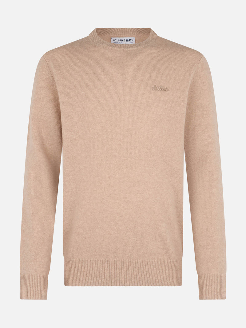 Man beige lambswool sweater Regent