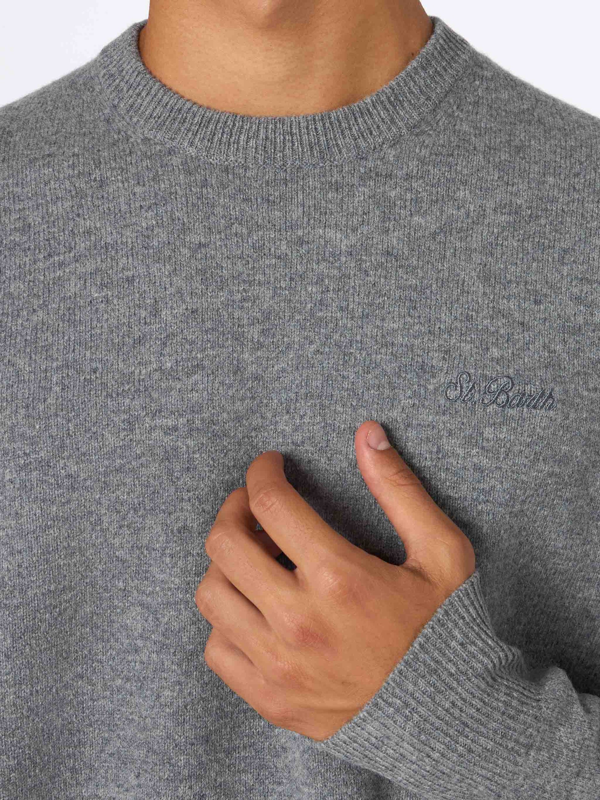 Man mélange grey lambswool sweater Regent - MC2 Saint Barth