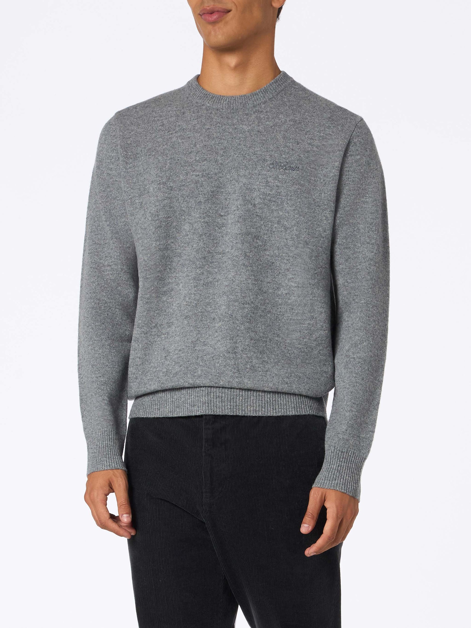 Man mélange grey lambswool sweater Regent - MC2 Saint Barth