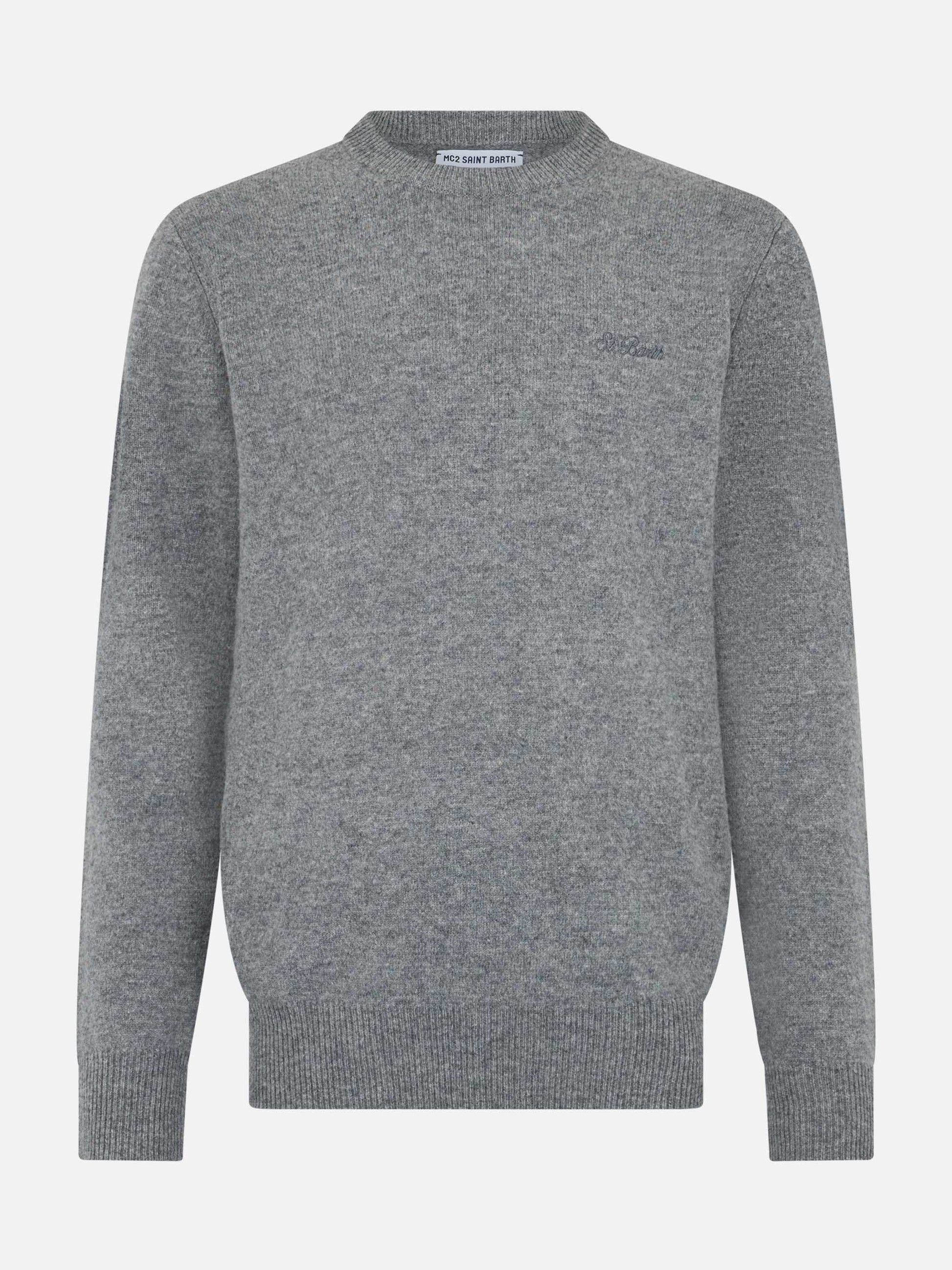Man mélange grey lambswool sweater Regent - MC2 Saint Barth
