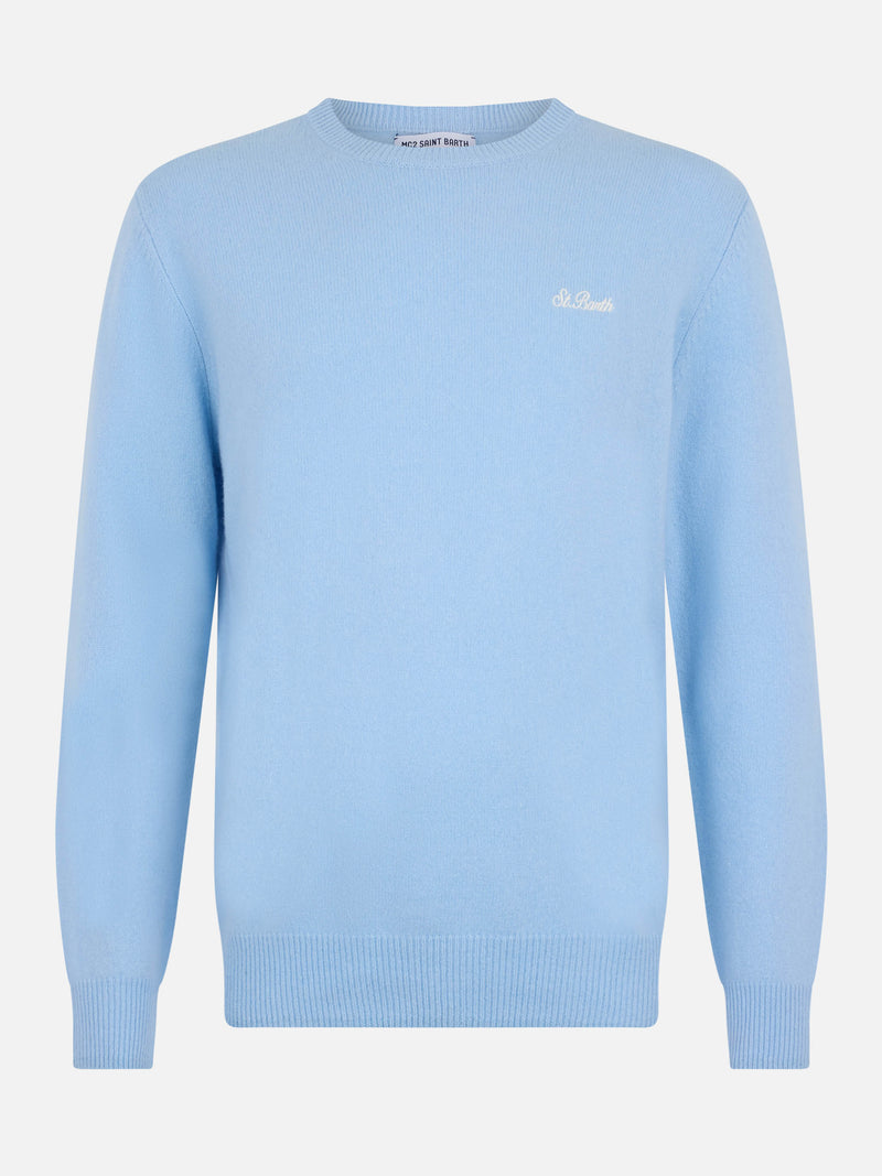 Man light blue lambswool sweater Regent