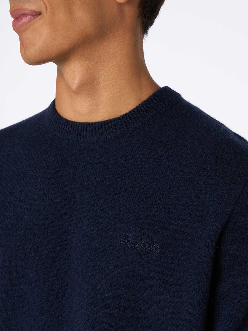 Marineblauer Pullover aus lambswool für Herren von Regent