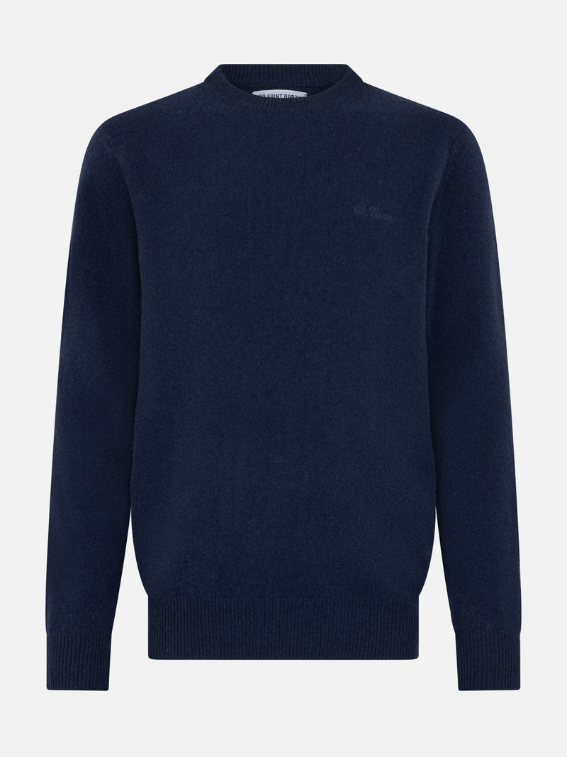 Marineblauer Pullover aus lambswool für Herren von Regent