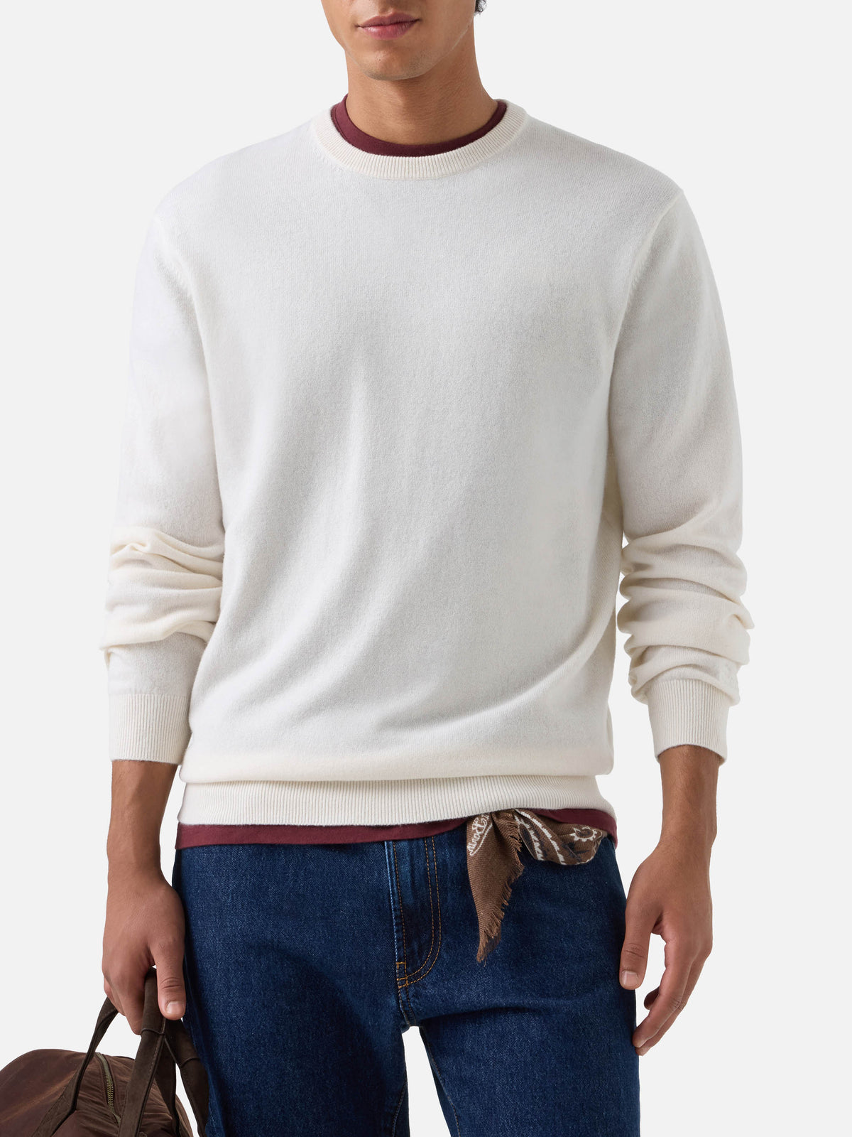 Crewneck Regent aus weißem Kaschmir 