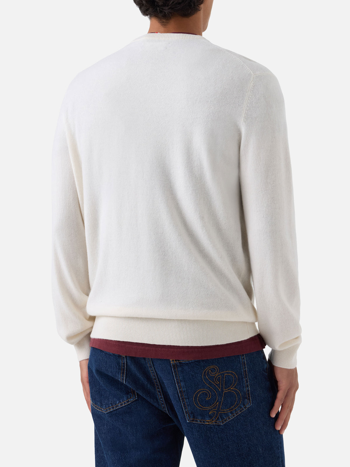 Crewneck Regent aus weißem Kaschmir 