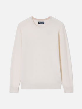 Crewneck Regent in white cashmere