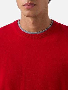 Jersey Regent de cuello redondo en cachemira roja 